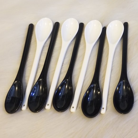 Kitchen 9 Ceramic Black White 6 Spoons Coffee Condiments Poshmark